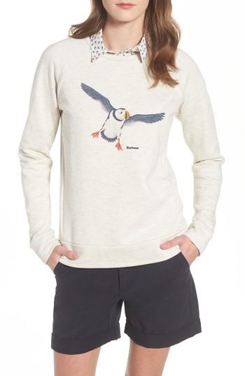 Women's Barbour Morpeth Puffin Print Sweatshirt Us / 14 Uk - Ivory