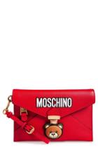 Moschino Bear Faux Leather Wristlet - Red