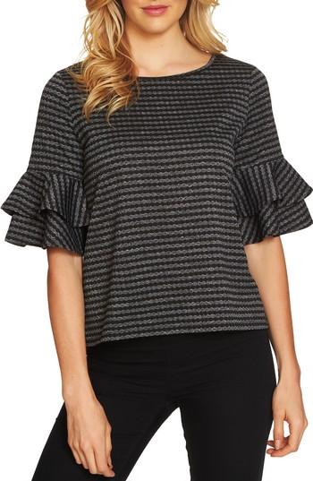 Women's Cece Ruffle Sleeve Knit Top - Black