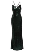 Women's Morgan & Co. Keyhole Back Sequin Gown /10 - Green