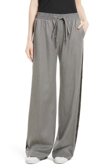 Women's Milly Sequin Gabardine Track Pants - Grey
