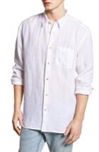 Men's French Connection Relaxed Fit Solid Linen Sport Shirt - White