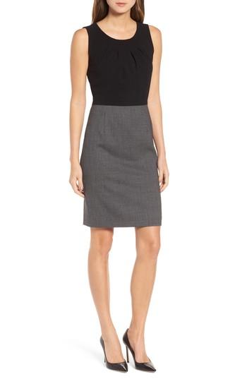 Women's Boss Dirini Two-tone Wool Sheath Dress R - Grey
