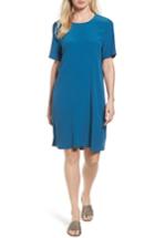Petite Women's Eileen Fisher Tencel Blend Jersey Shift Dress, Size P - Blue/green