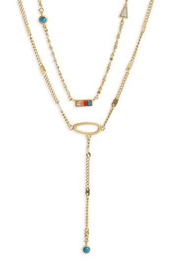 Women's Madewell Delicate Stone Inlay Layer Pendant Necklace