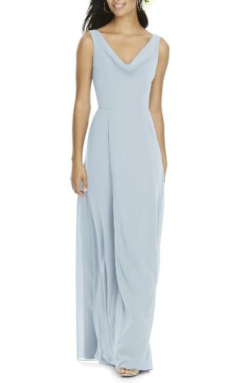 Women's Social Bridesmaids Cowl Neck Chiffon Gown