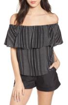 Women's Lira Clothing Stella Stripe Off The Shoulder Top - Black
