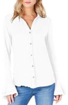 Women's Michael Stars Ruffle Sleeve Shirt - White