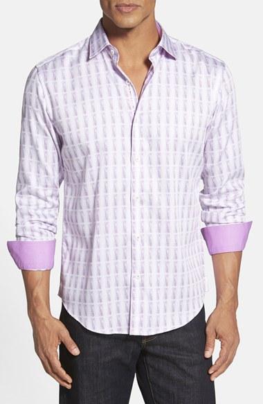 Men's Bugatchi Shaped Fit Geometric Print Sport Shirt