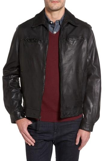 Men's Missani Le Collezioni Contemporary Fit Washed Leather Jacket, Size - Black