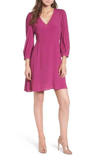 Women's Chelsea28 V-neck Puff Sleeve Dress - Purple