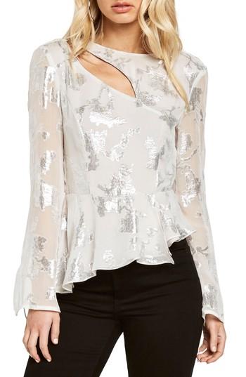Women's Bardot Metallic Cutout Silk Blend Blouse - White