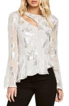 Women's Bardot Metallic Cutout Silk Blend Blouse - White