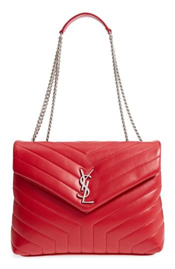 Saint Laurent Medium Loulou Calfskin Leather Shoulder Bag - Red
