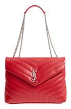 Saint Laurent Medium Loulou Calfskin Leather Shoulder Bag - Red