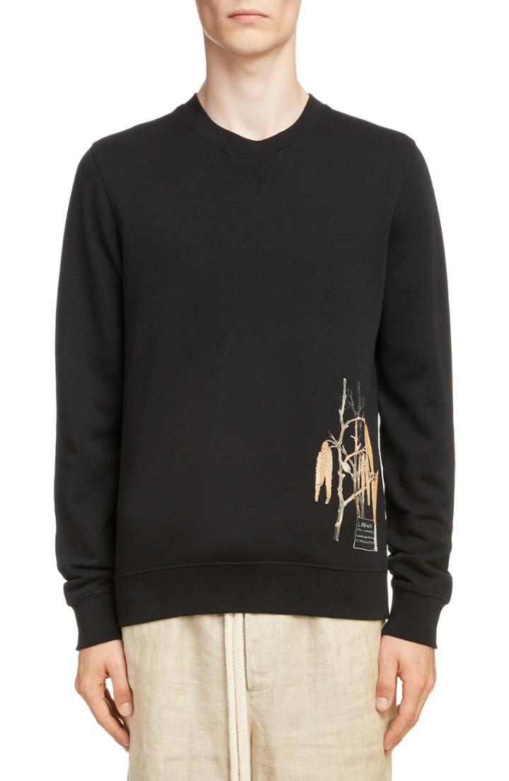 Men's Loewe Charles Rennie Mackintosh Collection Botanical Print Sweatshirt - Black
