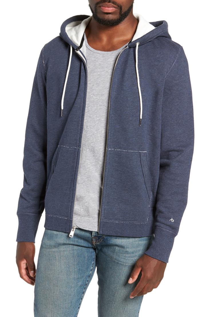 Men's Rag & Bone Standard Issue Zip Hoodie - Ivory