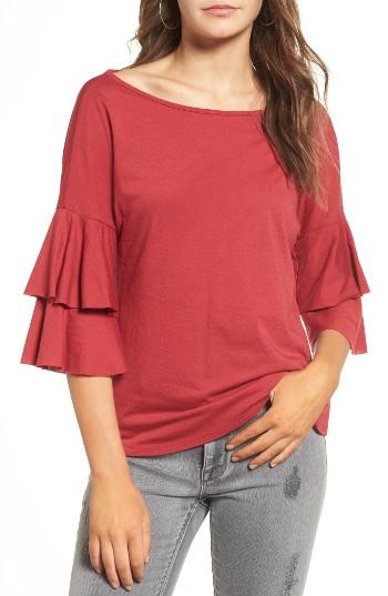 Women's Ten Sixty Sherman Ruffle Sleeve Tee - Red