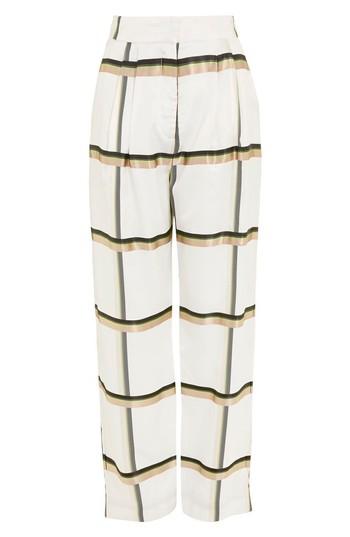Women's Topshop Boutique Checked Wide Leg Twill Trousers Us (fits Like 0-2) X - White