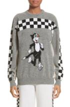 Women's Stella Mccartney Korky The Cat Check Wool Sweater Us / 36 It - Grey