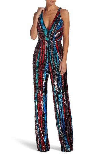 Women's Dress The Population Charlie Sequin Jumpsuit, Size - Purple