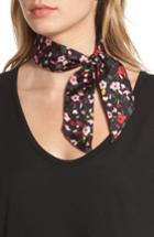 Women's Kate Spade New York Bohemian Floral Silk Skinny Scarf, Size - Black