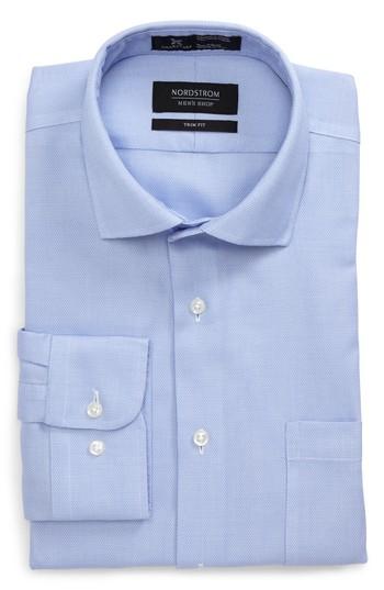 Men's Nordstrom Men's Shop Smartcare(tm) Trim Fit Oxford Dress Shirt - 34/35 - Blue