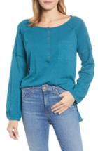 Women's Caslon Henley Tee, Size - Blue