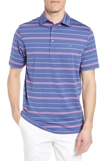 Men's Vineyard Vines Jones Stripe Sankaty Performance Polo - Blue