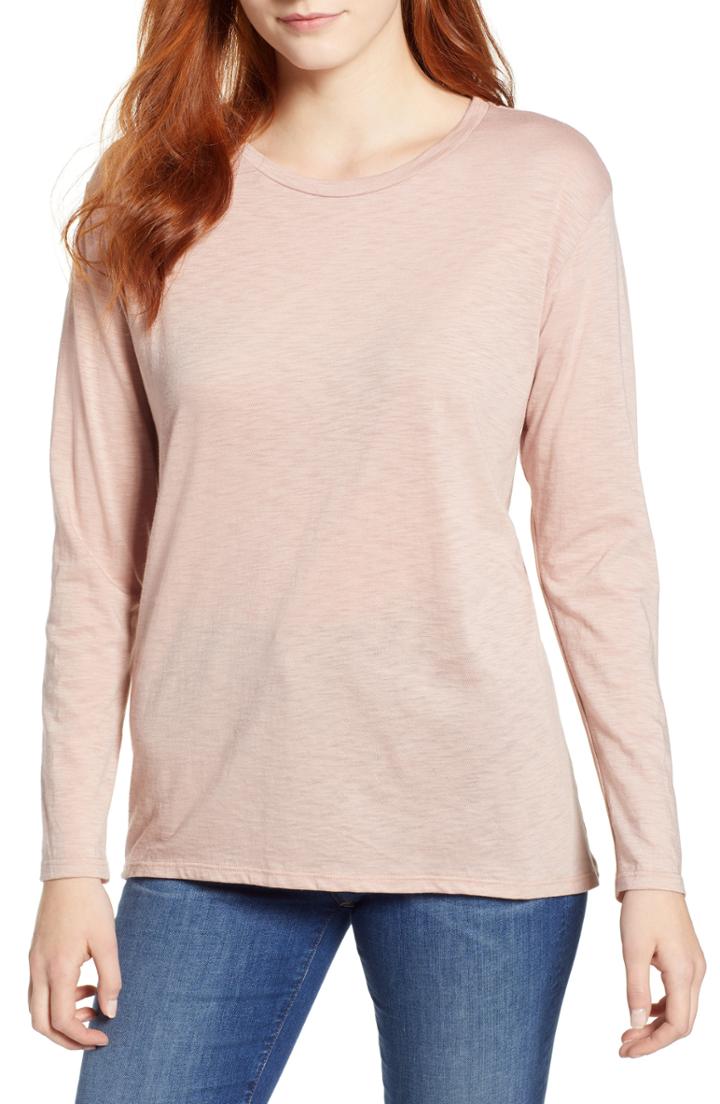 Petite Women's Caslon Slub Tunic Tee, Size P - Pink
