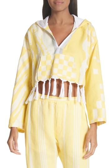 Women's Paradised Baja Cotton Crop Hoodie - Yellow