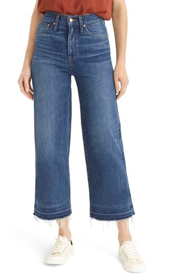 Women's J.crew Point Sur Released Hem Crop Wide Leg Jeans - Blue