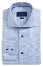 Men's David Donahue Trim Fit Dobby Dress Shirt .5 - 34/35 - Blue