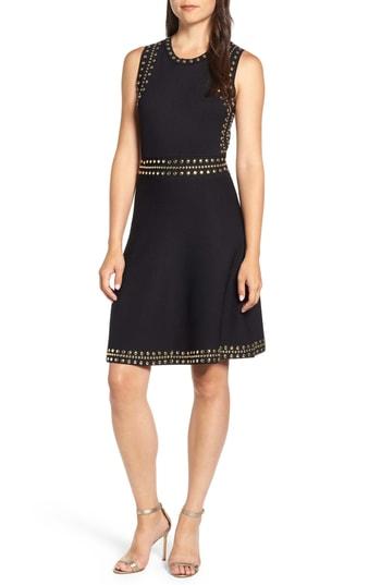 Women's Michael Michael Kors Studded Fit & Flare Dress - Black