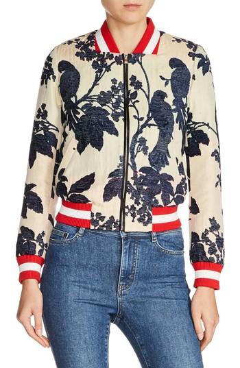 Women's Maje Jacquard Bomber Jacket - Black
