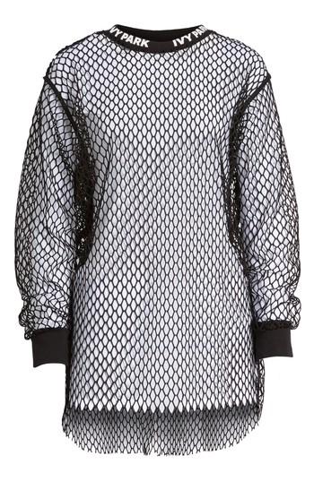 Women's Ivy Park Long Sleeve Mesh Tee, Size - Black