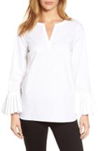 Women's Chaus Pleat Sleeve Shirttail Blouse - White