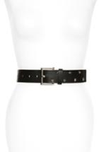 Women's Accessory Collective Star Stud Faux Leather Belt - Black/ Silver