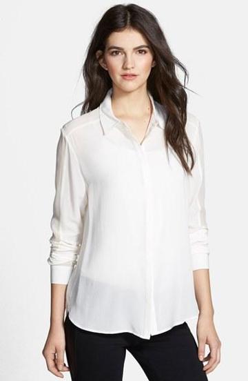Paige Denim 'tara' Silk Shirt Antique White
