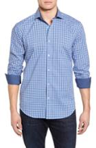 Men's Bugatchi Classic Fit Dot Check Sport Shirt, Size - Blue