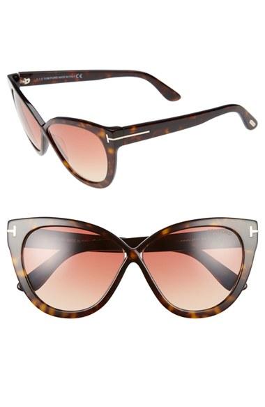 Women's Tom Ford Arabella 59mm Cat Eye Sunglasses - Havana/ Strawberry Pink