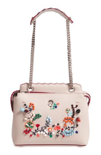 Fendi Small Dotcom Leather Shoulder Bag - Grey