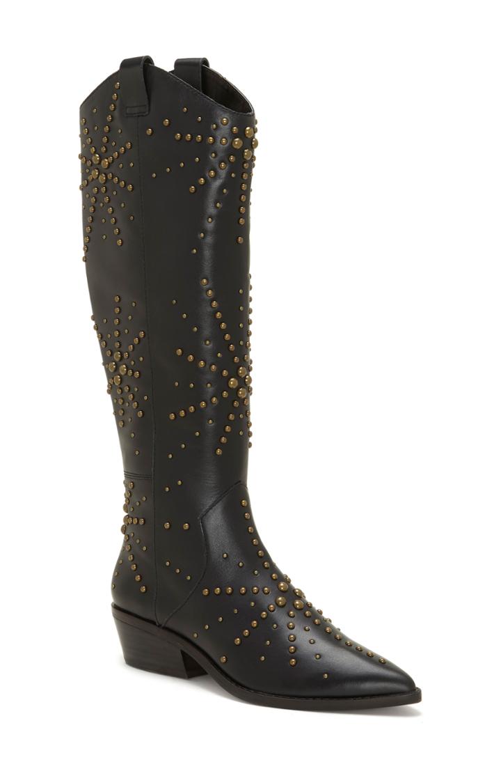 Women's 1.state Sabylla Studded Western Boot .5 M - Black