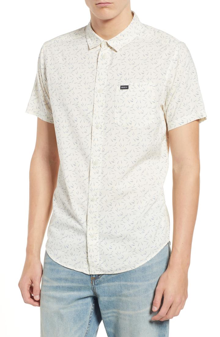 Men's Rvca Pins & Needles Woven Shirt - Ivory