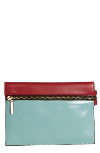 Women's Victoria, Victoria Beckham Small Zip Leather Pouch - Blue/green