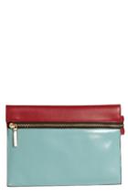 Women's Victoria, Victoria Beckham Small Zip Leather Pouch - Blue/green