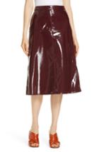Women's Lewit Patent Leather Midi Skirt - Burgundy