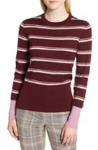 Women's Nordstrom Signature Stripe Cashmere Sweater - Burgundy