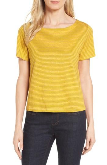 Women's Eileen Fisher Organic Linen Tee, Size - Yellow