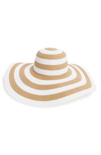 Women's La Double 7 Stripe Floppy Straw Hat - Brown